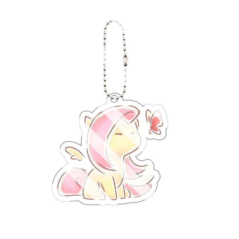 Fluttershy Acryl-Schlüsselanhänger Niedlicher Anime-Cartoon-Charakter Anhänger für Rucksack Schlüsselring Taschendekoration Geschenk – Detail 13