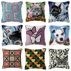 Latch Hook Kit Pillow Embroidery Do It Yourself Embroidery Carpet With Pre-Printed Pattern Simple And Plain Series Pillow Decor