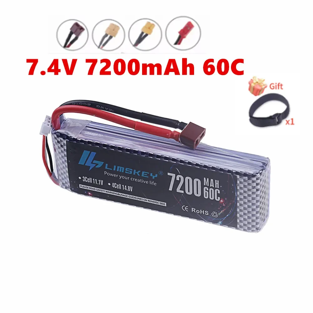 2S 3S 4S 6S يبو بطارية 7200MAH 60C 7.4V 11.1V 14.8V 22.2V بطارية ل RC سيارة الطائرة بدون طيار كوادكوبتر قارب RC اللعب مع عمداء XT90 EC5