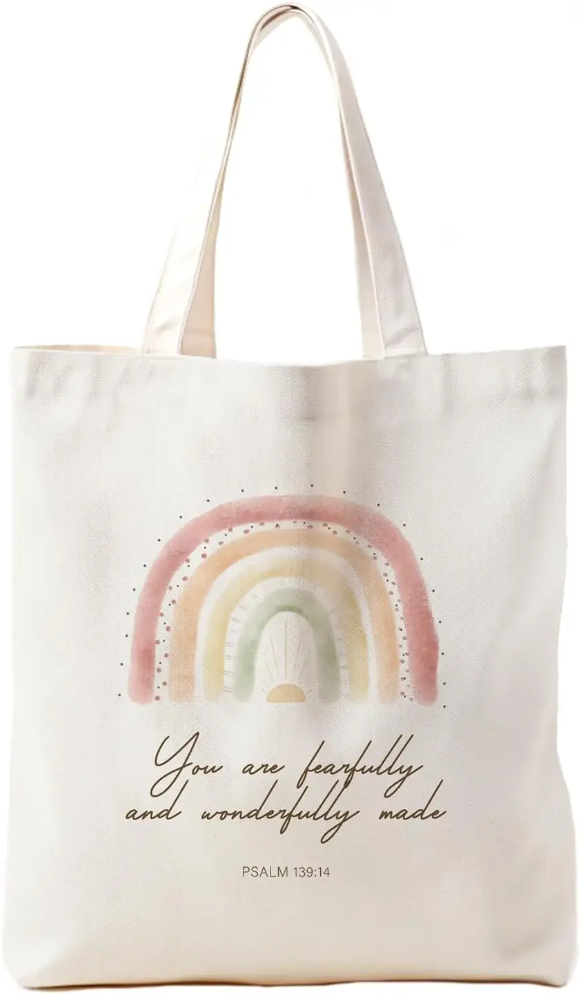 Bible Book Pile Women's Canvas Shoulder Bag Women's Literary Handbag Retro Book Pattern Casual Versatile Daily Shopping Handbag