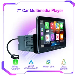 Car Stereo Wired Apple CarPlay Android Auto Single Din 7 Inch Touchscreen Bluetooth-Compatible, Benz Style MP5, FM Radio, No DVD