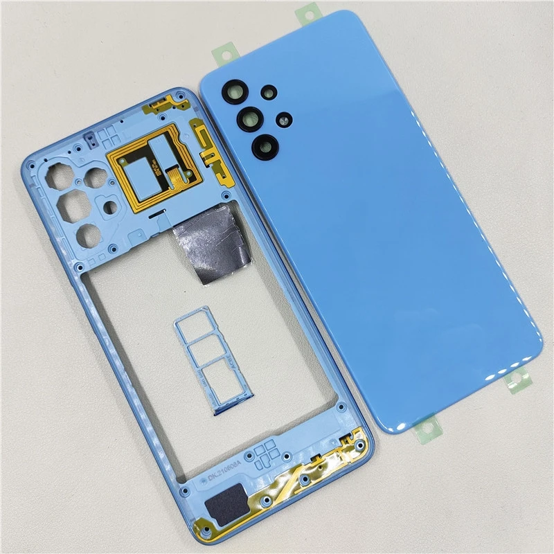 Phone Housing Middle Frame for Samsung Galaxy A32 4G A325 Battery Back Cover Case Panel Lid Rear Door with Camera Lens