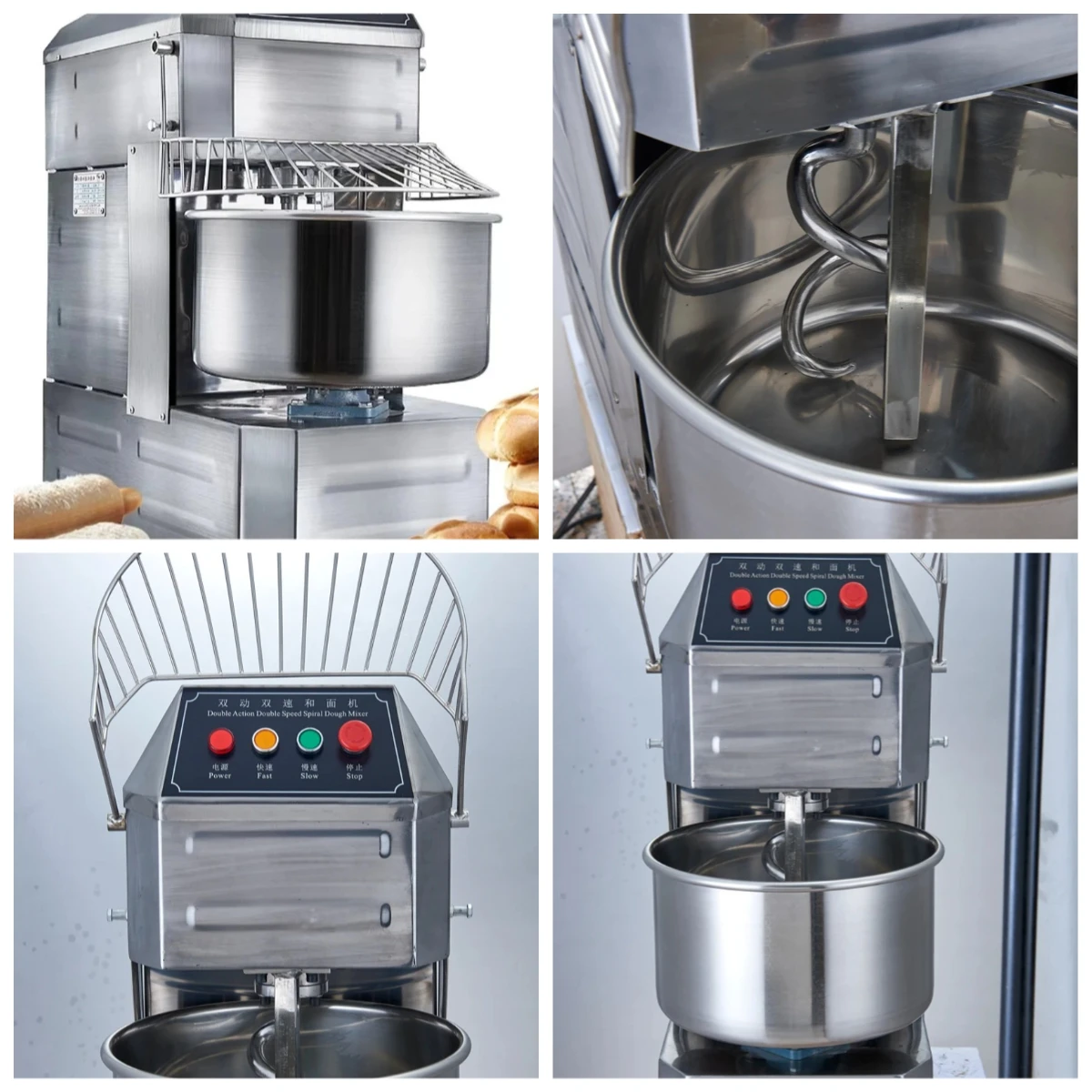 

40L Electric Spiral Dough Mixer, Stainless Steel Commercial Bread & Pasta Mixing Machine for Bakery Use