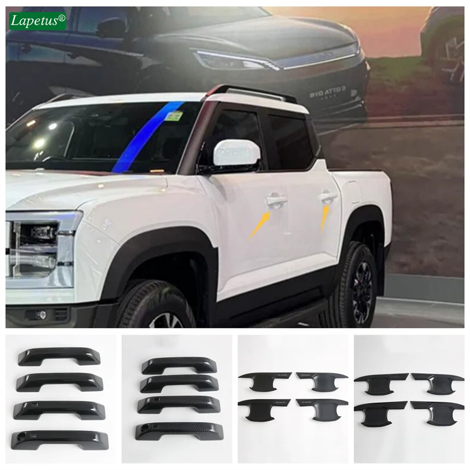 

ABS Carbon Fiber Look Outer Door Handle Clasing Catch Bowl Decoration Stickers Cover Trim For BYD SHARK 2024 2025 Accessories