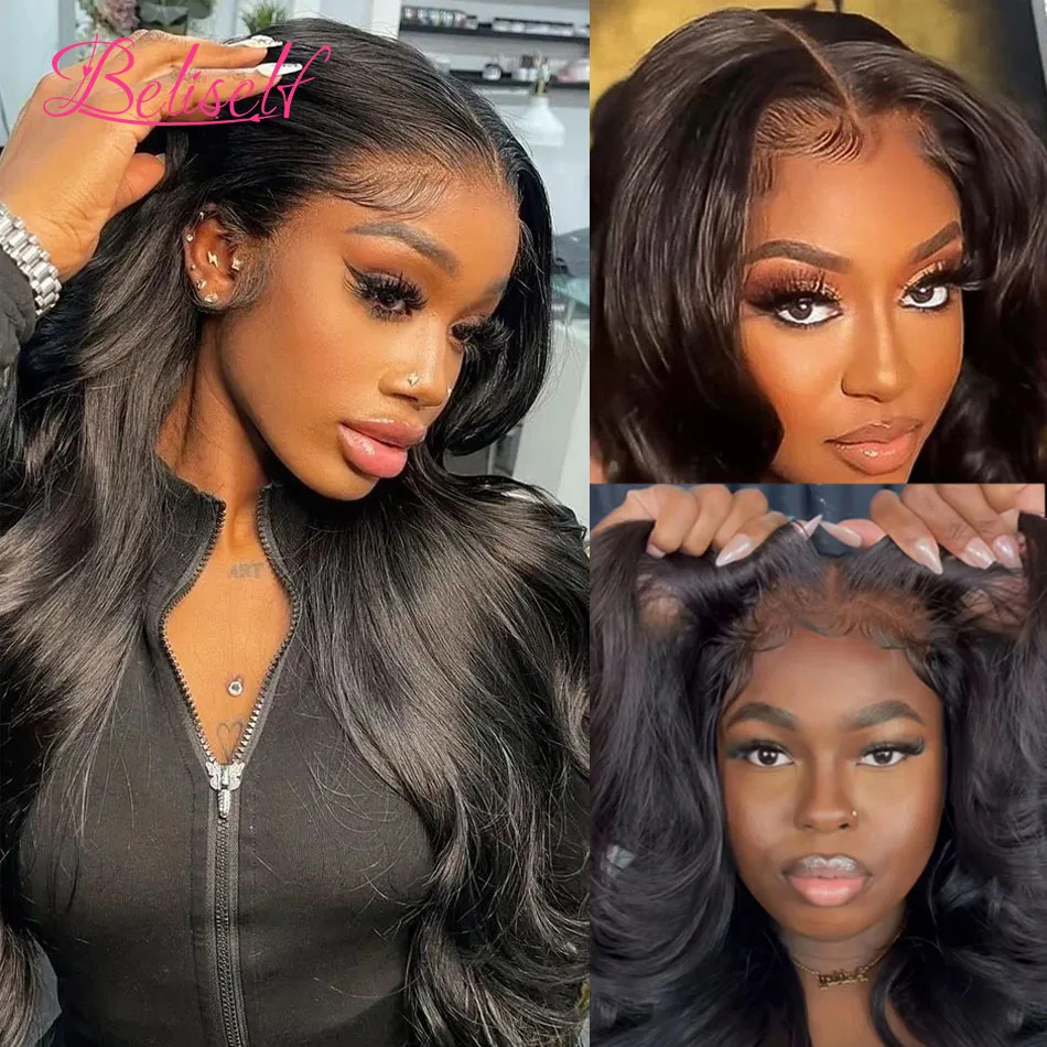 Beliself Pre Cut Lace Human Hair Ready to Wear Body Wave Human Hair Closure Wigs  4x4 5x5 HD Lace Closure Wig