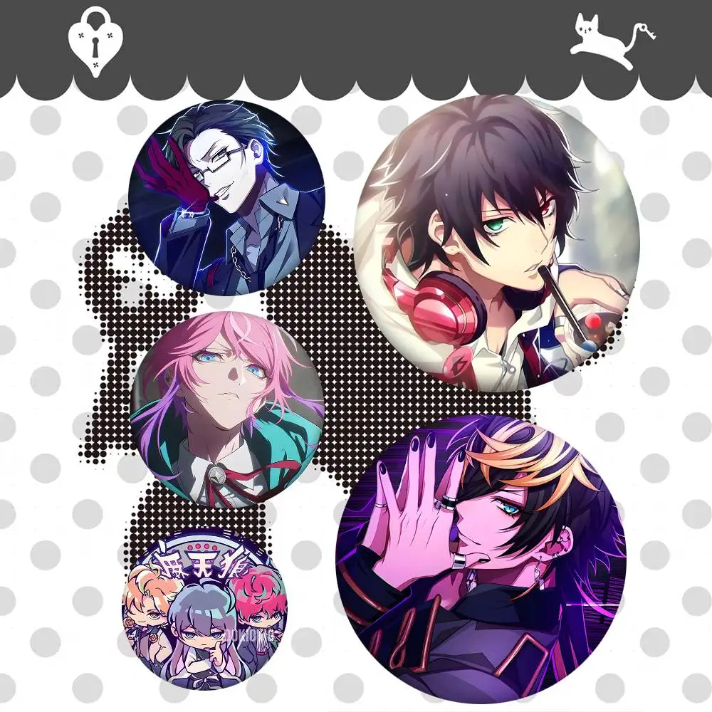 1pc Hypnosis Microphone Anime Cartoon Style Badge Brooches On Backpack Decoration Round Enamel Pins For Accessorys