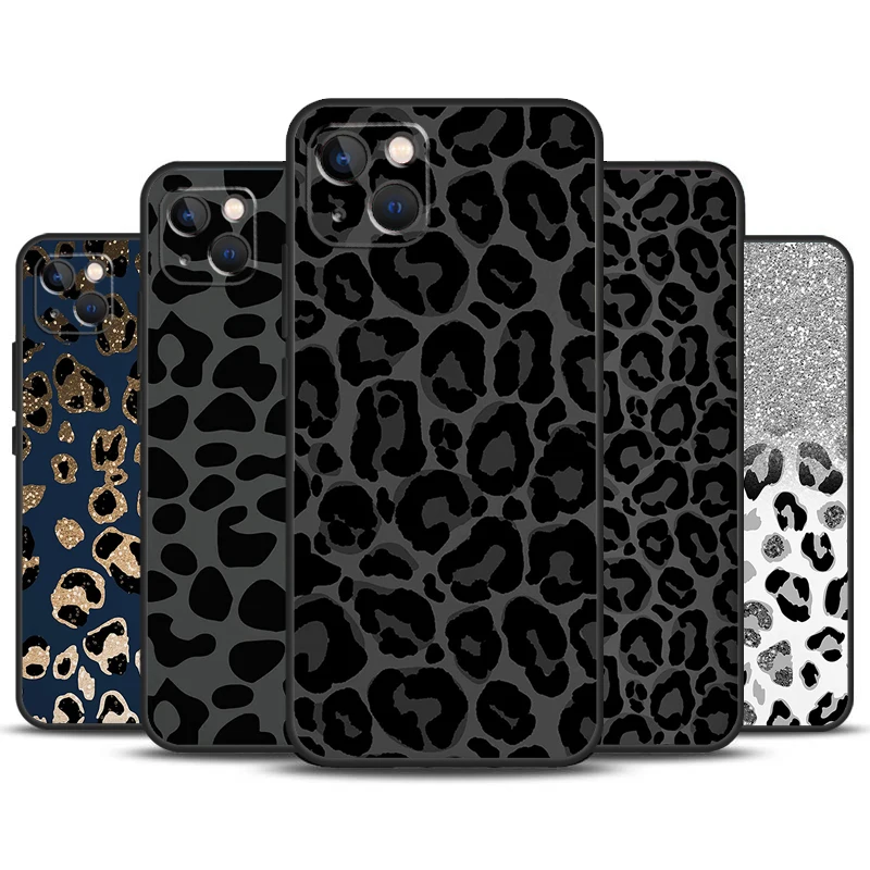 Leopard Print Black Cheetah Pattern Case For iPhone 14 13 11 12 16 15 Pro Max 12 13 Mini X XR XS MAX 7 8 14 16 Plus Back Cover