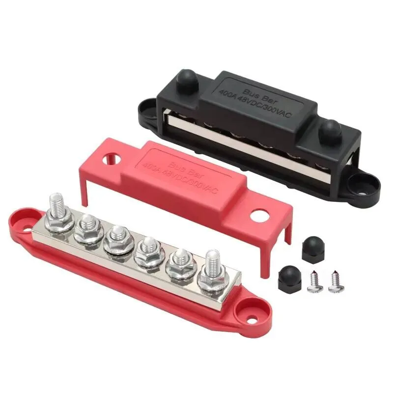 48 В постоянного тока, 400 А, медная шина, 6-контактный разъем 5/16 дюйма, блок распределения питания с крышкой и гайками для автомобильного использования