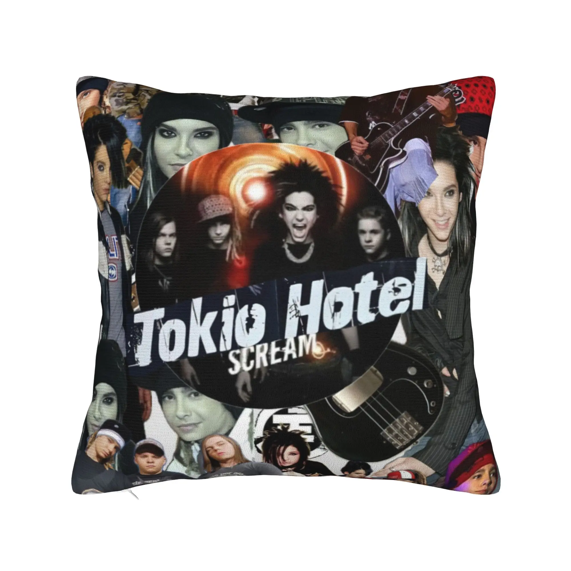 Tokio Hotel Collage Square Pillow Cases German Rock Cushion Cover Novelty Zipper Decorative Pillowcase for Sofa 45x45cm