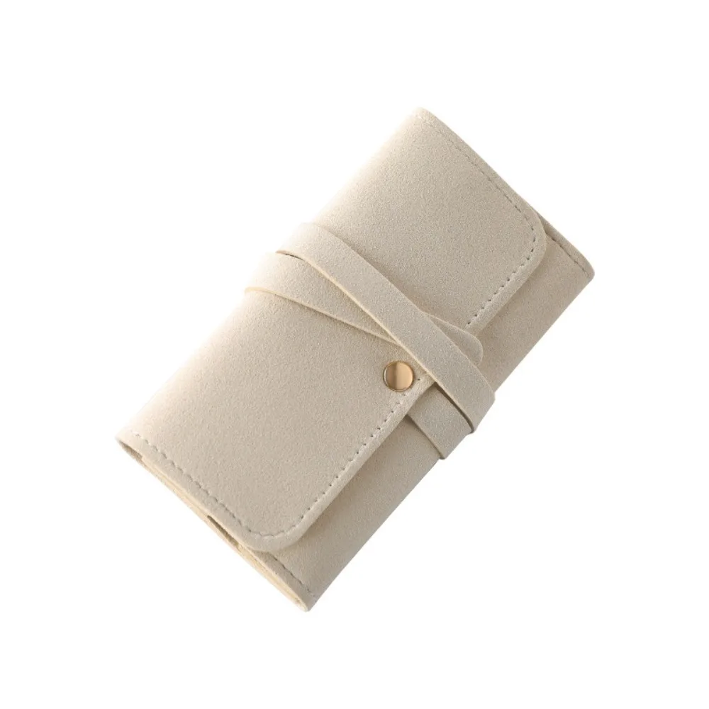 PU Leather Jewelry Roll Bag Roll Up Design Foldable Jewelry Storage Bag Compact Tie Closure Ring Holder Home Organization