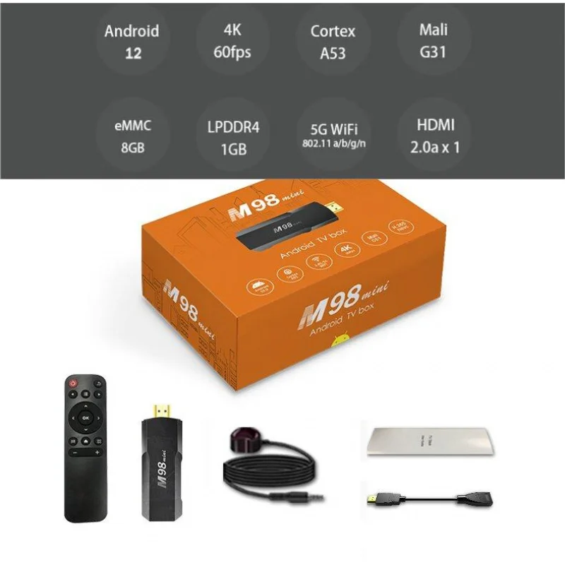 M98mini v400 TV Stick H313 Latest System Android 12 2.4G/5Gwifi 4K 60fps High Definition H25C