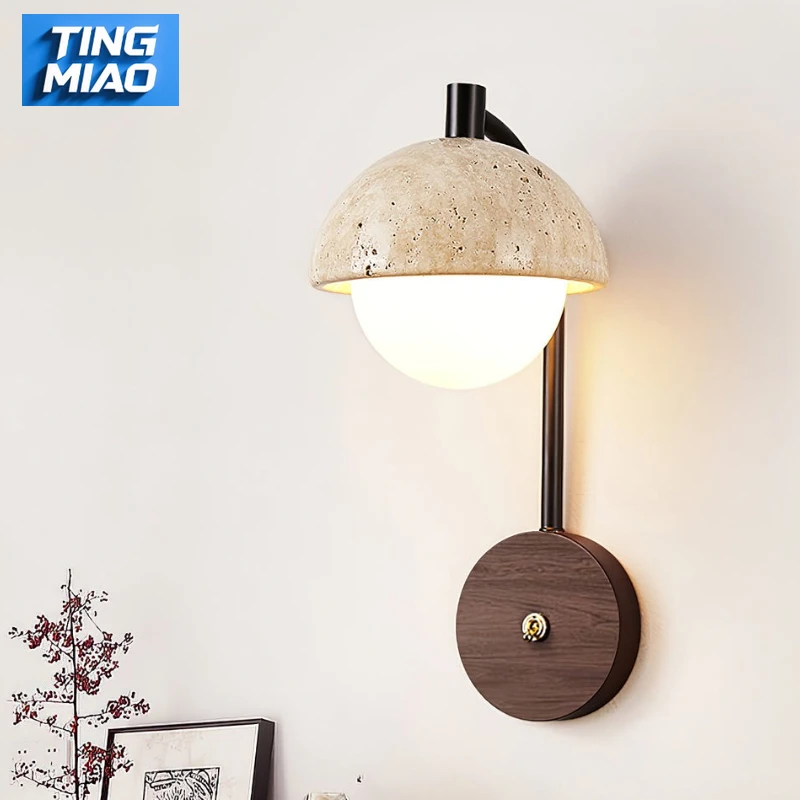 

Creative Nordic Stone Wood LED Wall Light High End Decor for Dining Room Bar Bedroom Foyer Home Lighting Fixture