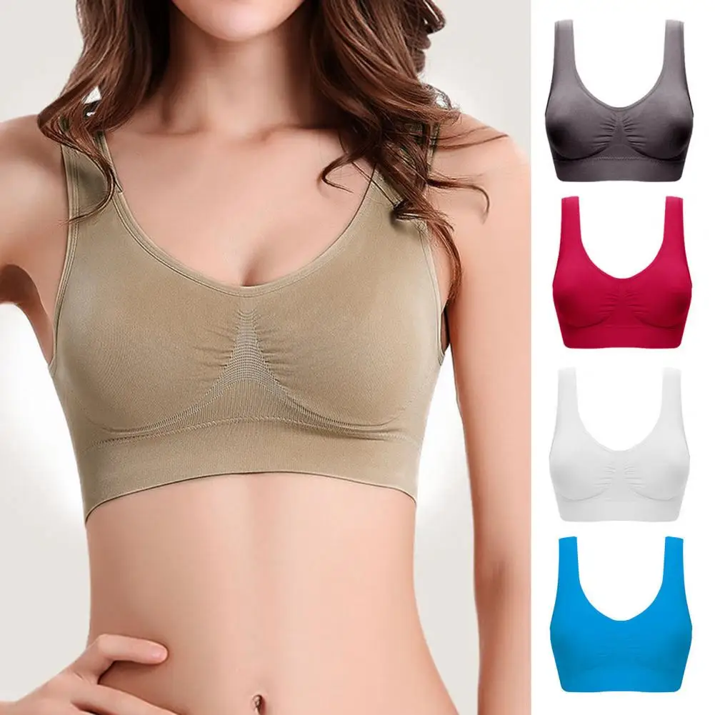 สนับสนุนกีฬา Bra ยืดกีฬา Bras สําหรับผู้หญิงที่มีแผ่นถอดได้ขนาดไร้สายโยคะ Bra ชุดชั้นใน Brassiere