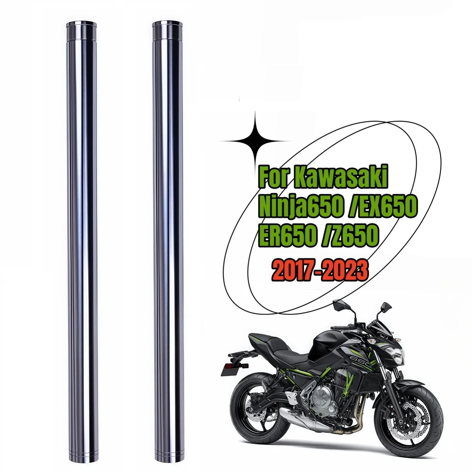 BB For Kawasaki EX650 Ninja 650 ER650 Z650 2017-2023 41x585mm Front Inner Fork Tubes 2018 2019 2020 2021 2022 Brake Suspension