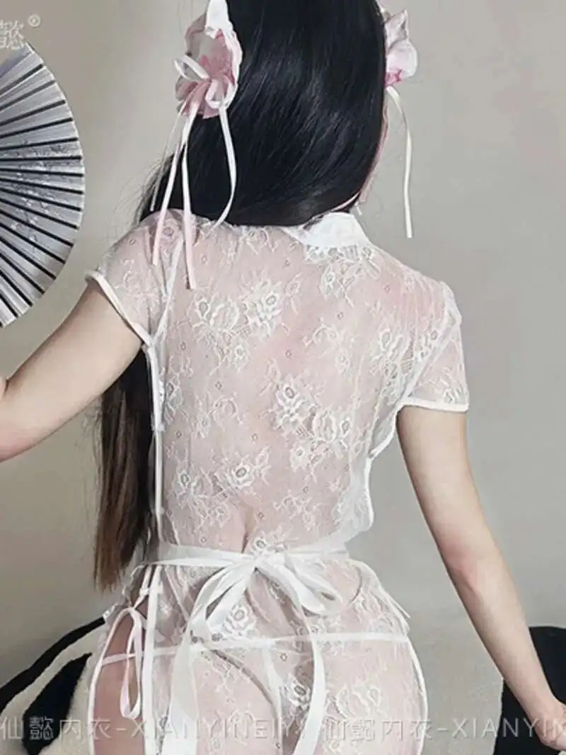 تأثيري مثير الملابس الداخلية الصينية الشيف الصغير الرغبة النقية لطيف موحدة إغراء خادمة فستان أنيق الحلو النساء بلايز TPB7