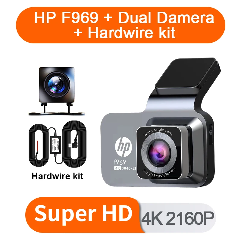 HP F969 dash cam car camera 4k HD night vision WiFi DVR video loop