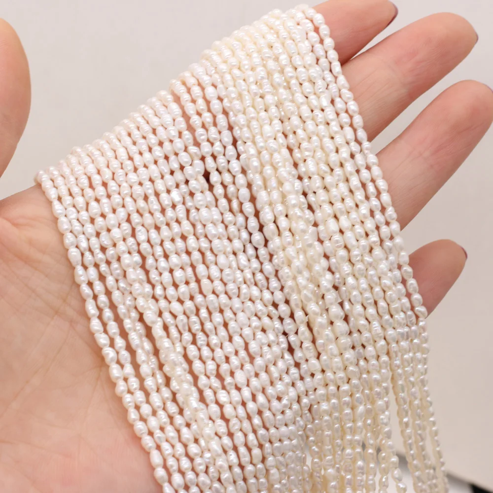 2-2.5mm White Rice Pearls Natural Freshwater Pearls Spacer Beads for Jewelry Making Supplies DIY Necklace Bracelet Accessories