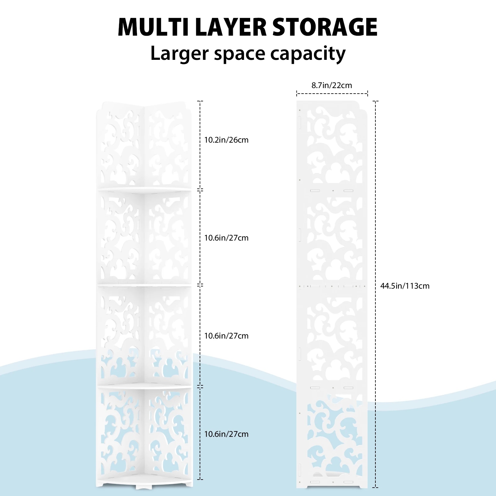 أثاث رف زاوية قائم بذاته، وحدة أرفف تخزين أرضية للحمام، رف كتب لديكور غرفة النوم، حامل نباتات لغرفة المعيشة
