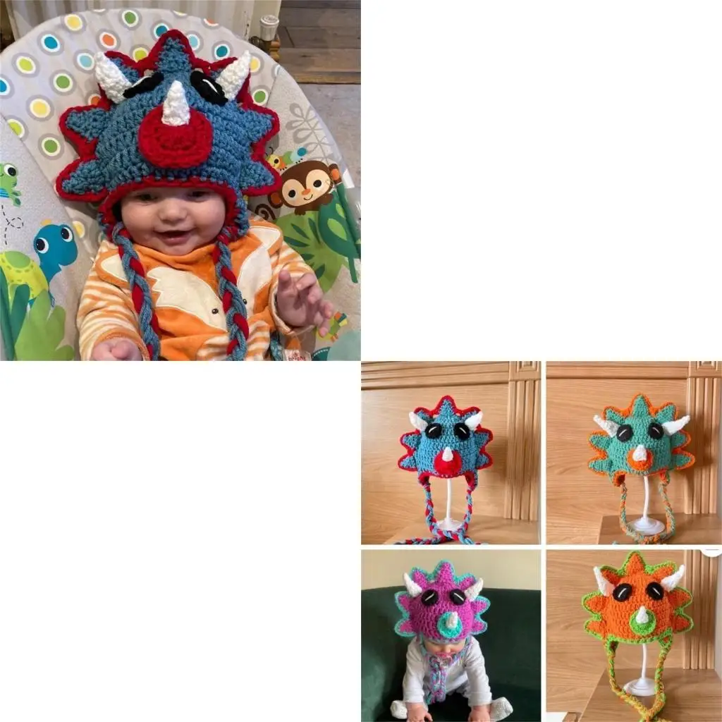 

652F Unique Dinosaur Hat Halloween Party Holiday Hat Children Winter Knitted Hats