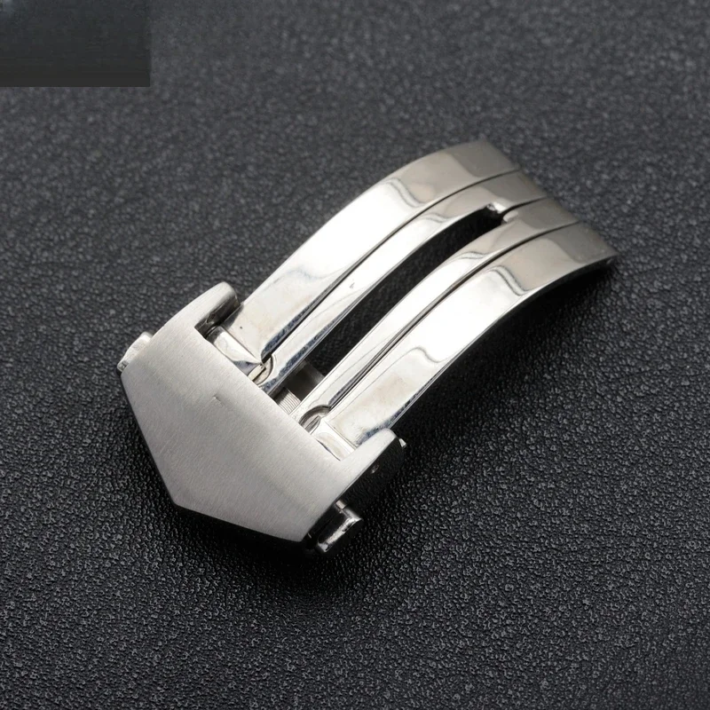 18mm 2 3 Thickness Watchband Folding Bucket for TAG Heuer Men's Glossy Frosted Waterproof Double Press Accessories