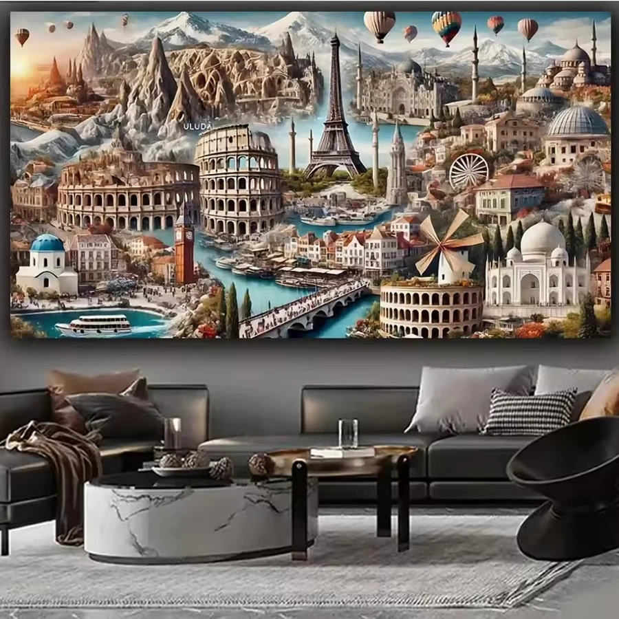 DIY Diamond Mosaic European famous Architectural big Ben Diamond Painting Eiffel Tower Colosseum Full Drill Handcraft Home decor