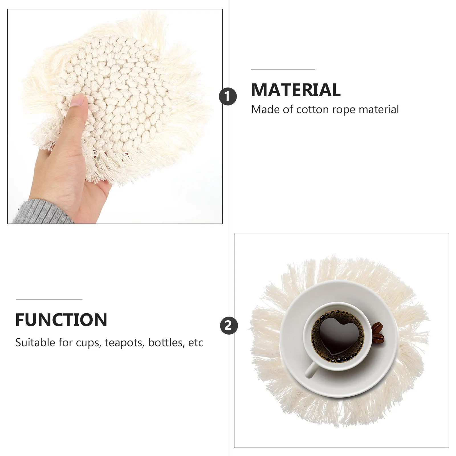 

Bohemian Hand Knitted Cup Mat Heat-Insulation Coaster Woven Mug Pad Coffee Table Home Placemat Non-Skid Cushion Heat