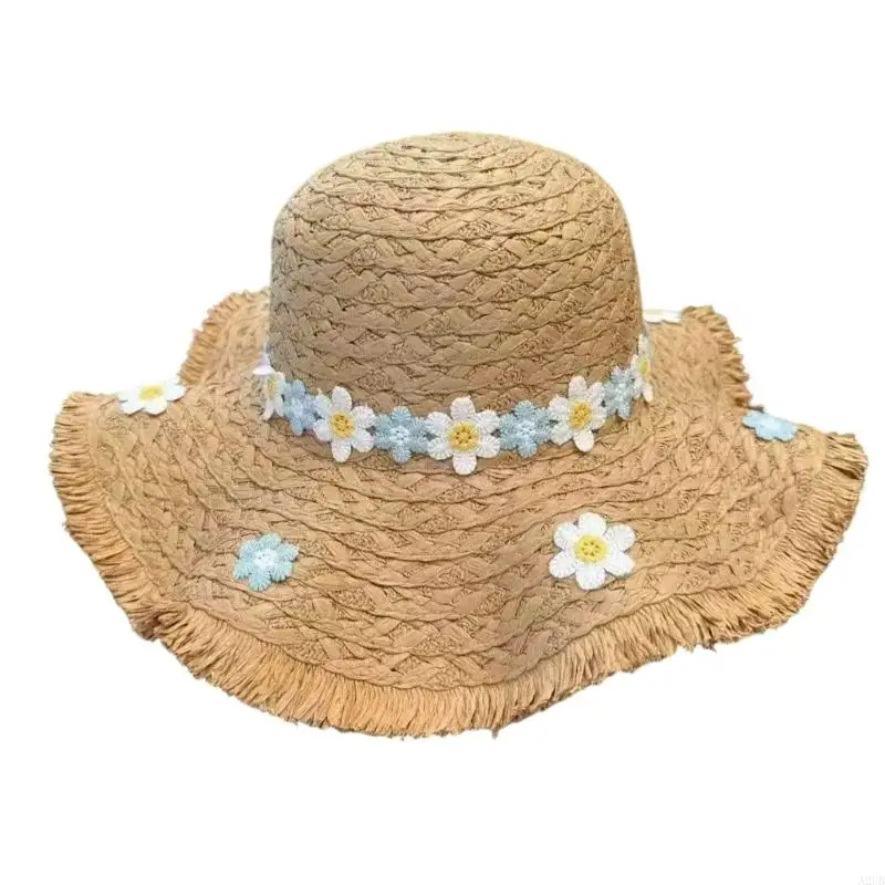 Packable Unisex Straw Sun Hat With Oversized Visors 42Cm Suitable for Whole Ages A2UB
