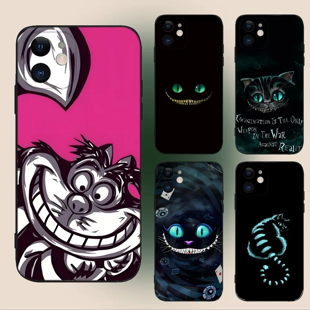 

C-Cheshire Cat Cool Eye Alice Phone Case For iPhone 16,15,14,13,12,11,Plus,Pro Max,XS,X,XR,SE,Mini,8,7 Soft Silicone Black Cover