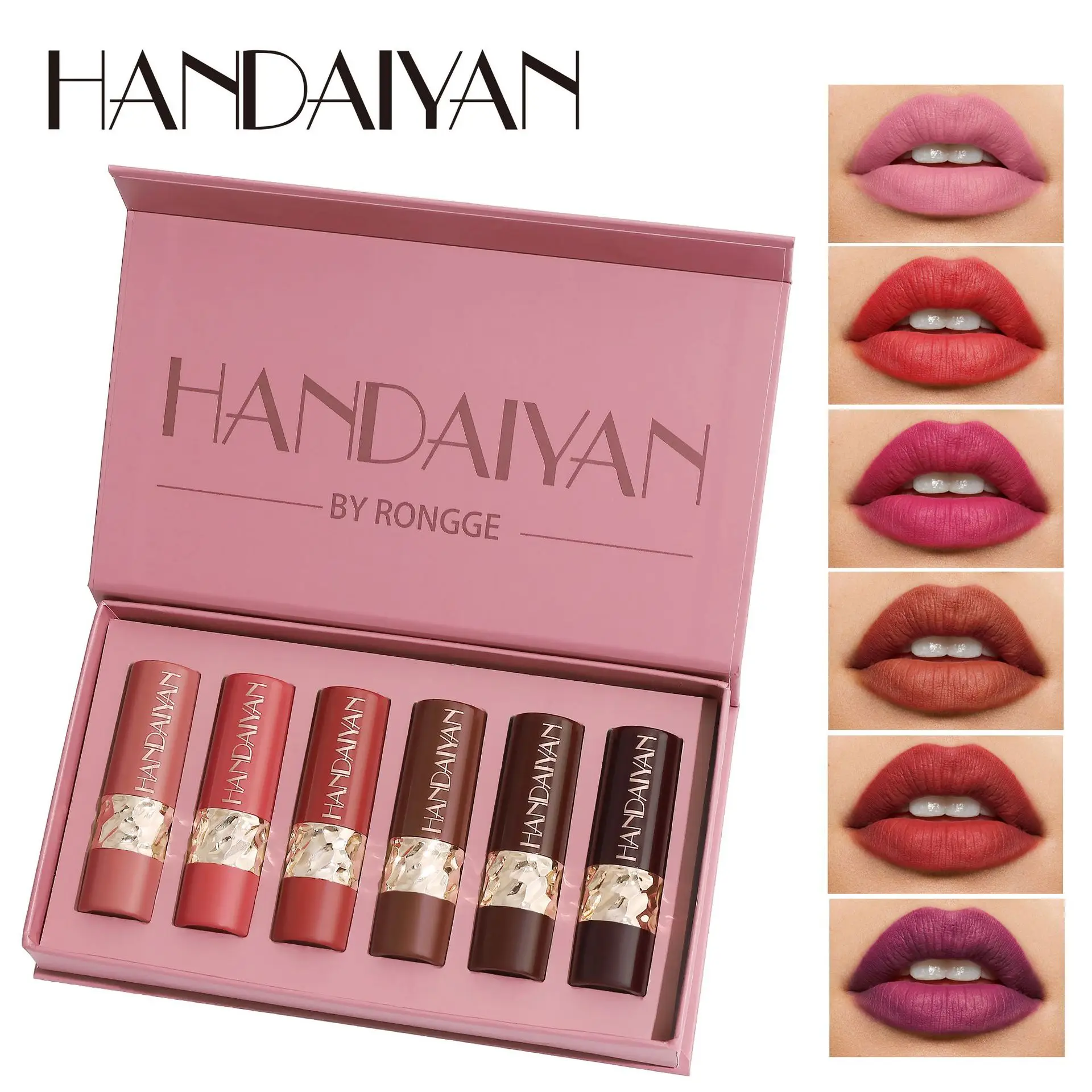 HANDAIYAN 6 PCS Matte Lipstick Set Waterproof Long Lasting Korean Cosmetics Makeup For Women Beauty