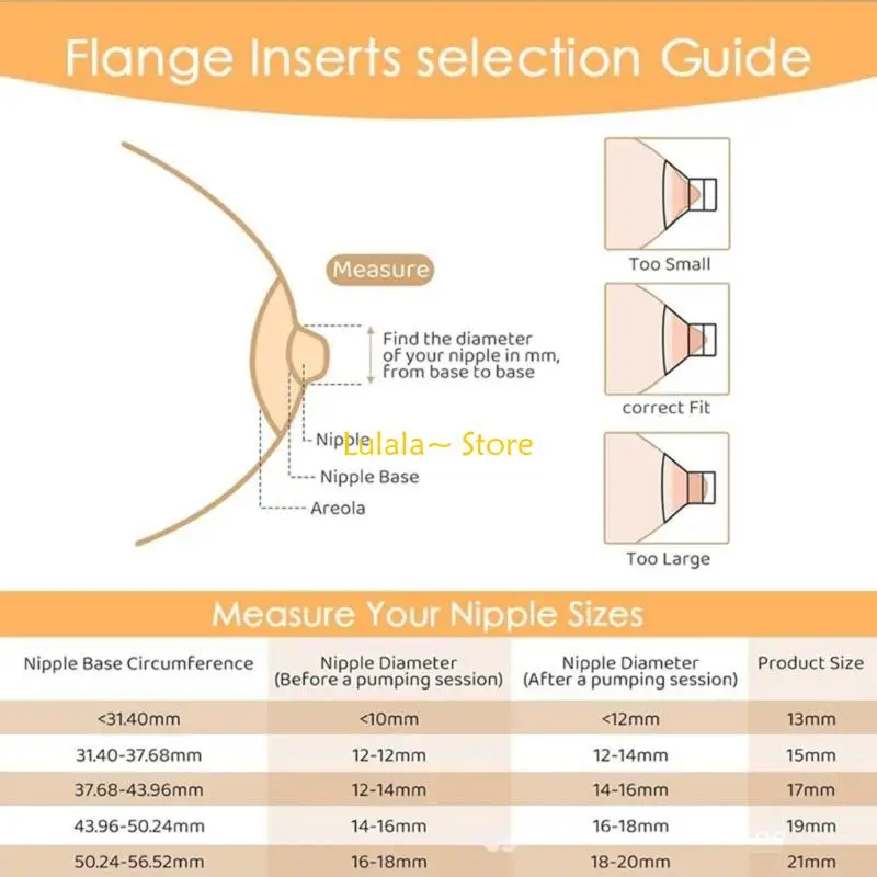 Y4QA Ergonomic 3 Way Breast Flange Silicone Petal Size Adapter Easy to Clean