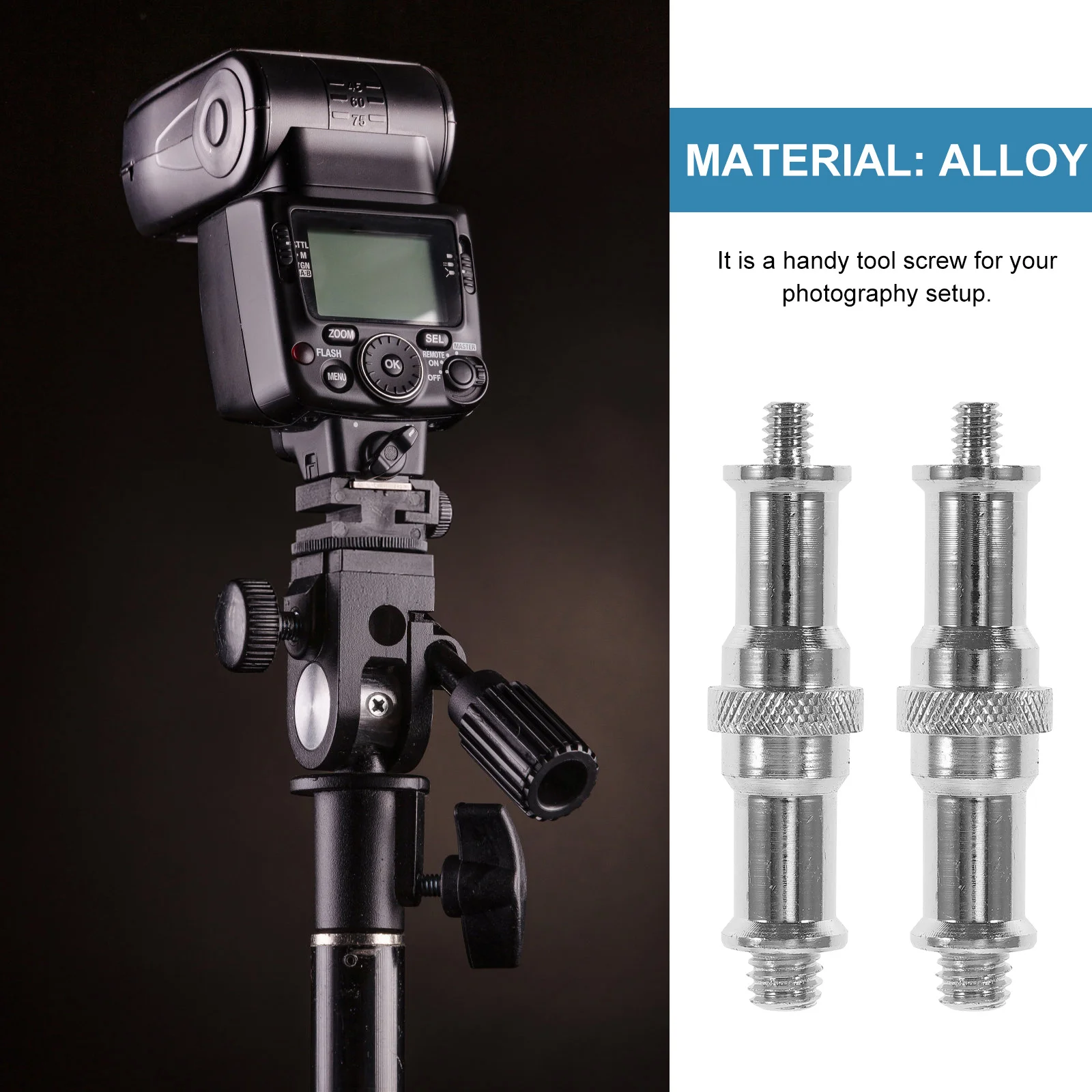 2pcs 1/4 To 3/8 Inch Male Threaded Screw Adapter Spigot For Light Stand Flash Mount Studio Photography Accessories Tool