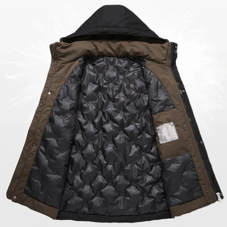 Cargo Down Jacket Men Winter Warm Thick Jackets Plus Size 12XL Men's Puffer Jacket Fashion Casual Winter Patchwork Coat Male