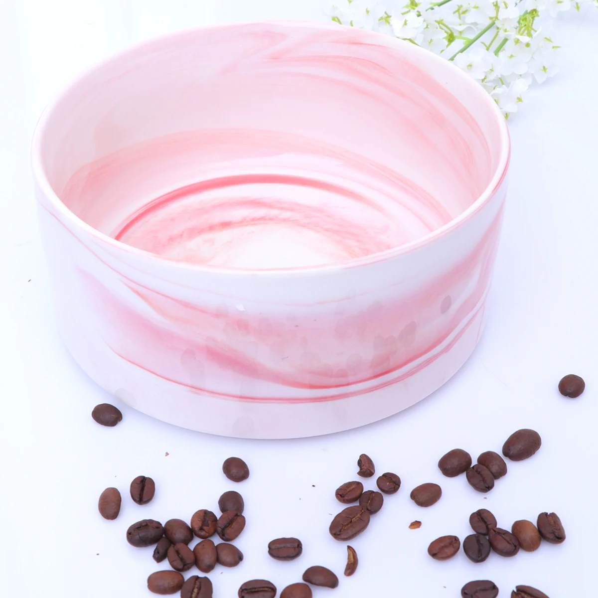 

1Pcs Creative Marble Bowl Ceramic Pet Bowl Cat Drinking Fountain Dog Bowl Food Bowl for Home Shop Pet Supplies(Pink)