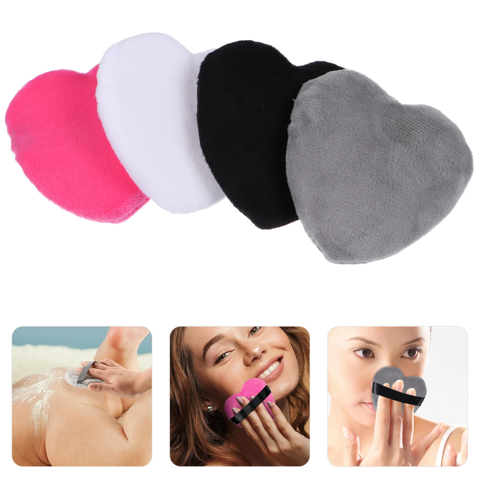 

Heart Shaped Makeup Puff Sponge Strap Loose Powder Facial Cotton Makeup Puff Cushion Saves Natural Finish Cotton