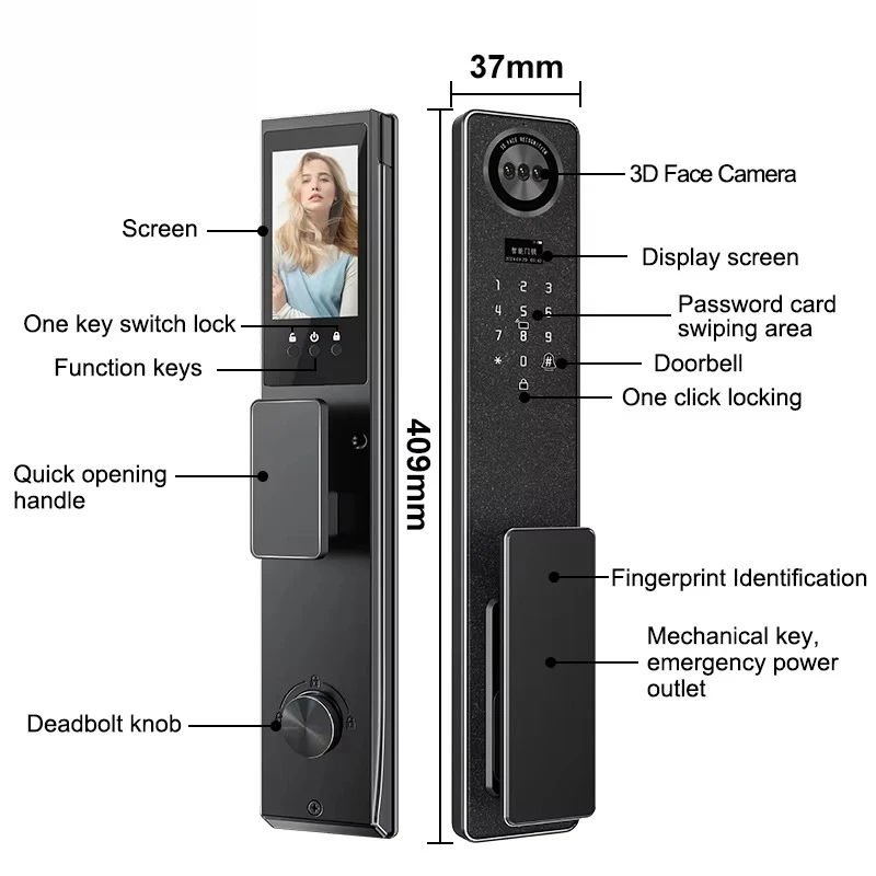Tuya WiFi Smart Door Lock, Home Biometric Fingerprint Lock, Keypad Password Electronic Lock, Anti-Theft Front Door Security Lock