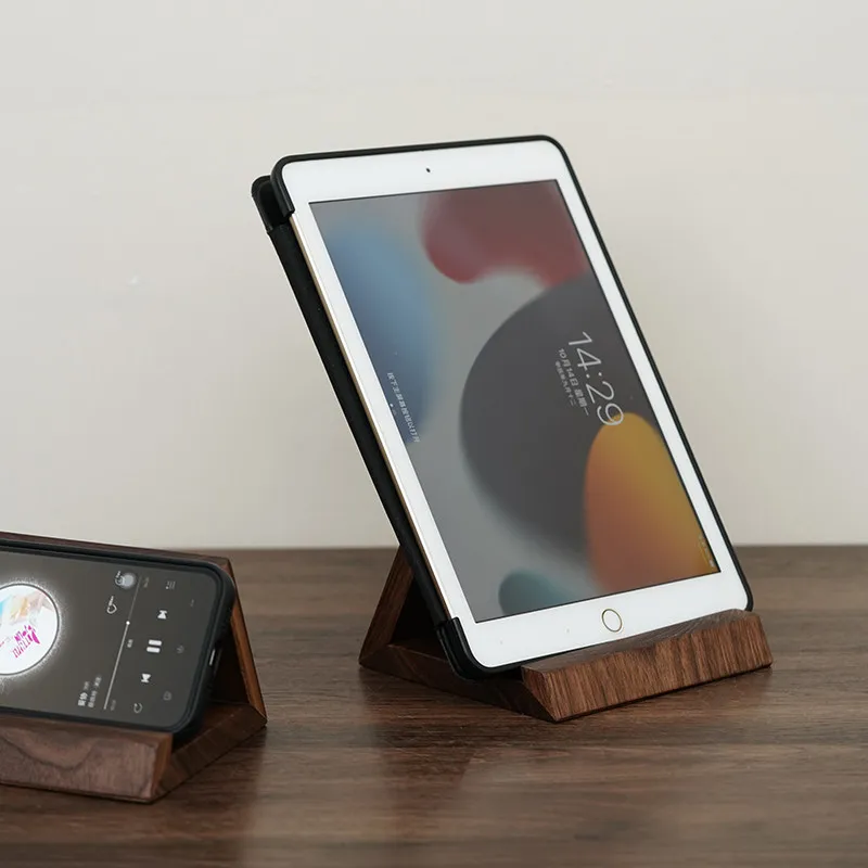 Walnut Wood Phone Stand Creative Desktop Display Dock for Tablet IPad Premium Solid Wood Smartphone Dock Office Storage Solution
