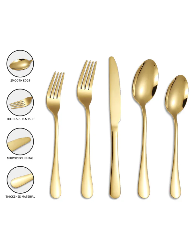 20 Piece Rose Gold Spork And Spoon Hotel Western Tableware Set Steak Knife, Fork And Spoon Stainless Steel Tableware