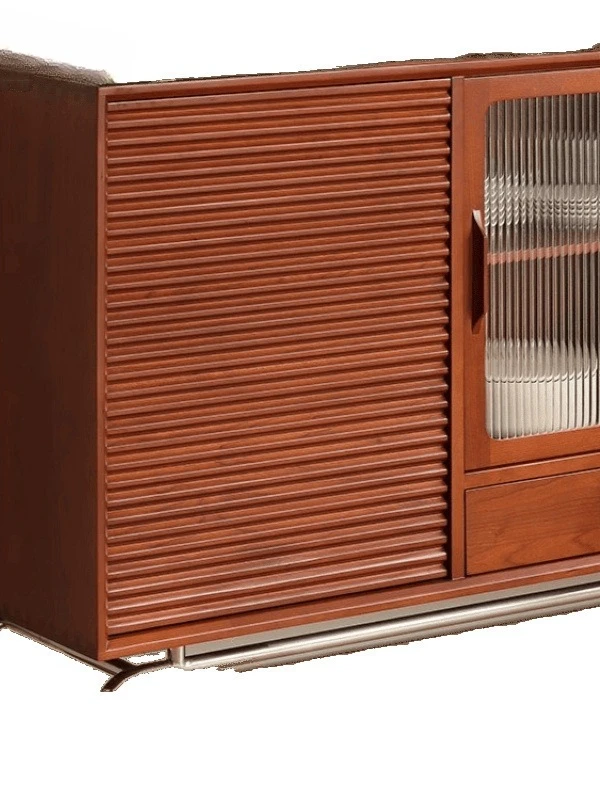 

Nordic solid wood dining side cabinet, double door glass, Japanese retro style, living room, wine cabinet, kitchen