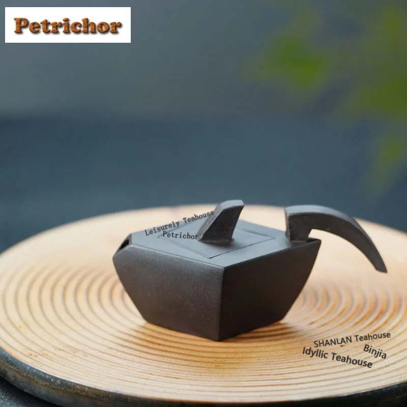 

25ml Mini Yixing Purple Clay Teapots Handmade Square Single Handle Pot Raw Ore Livid Section Mud Kettle Zisha Tea Set Craft Gift