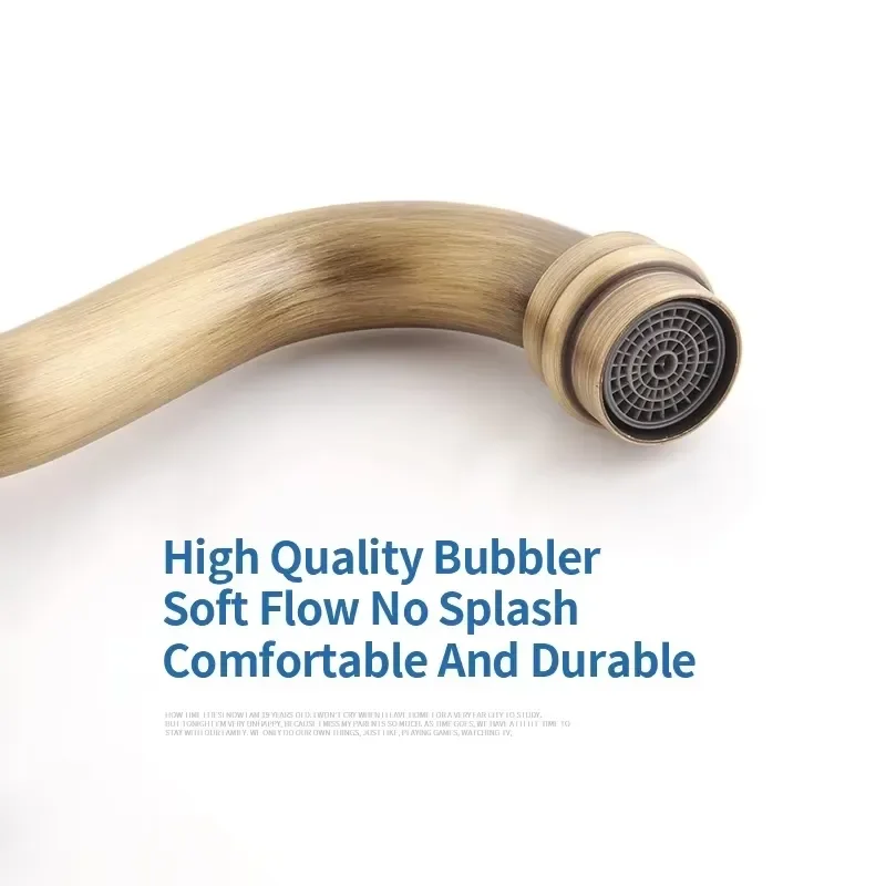 Wholesale and Retail Deck Mount Single Handle Hole Bathroom Sink Mixer Faucet Antique Brass Hot and Cold Water Surface Mixer