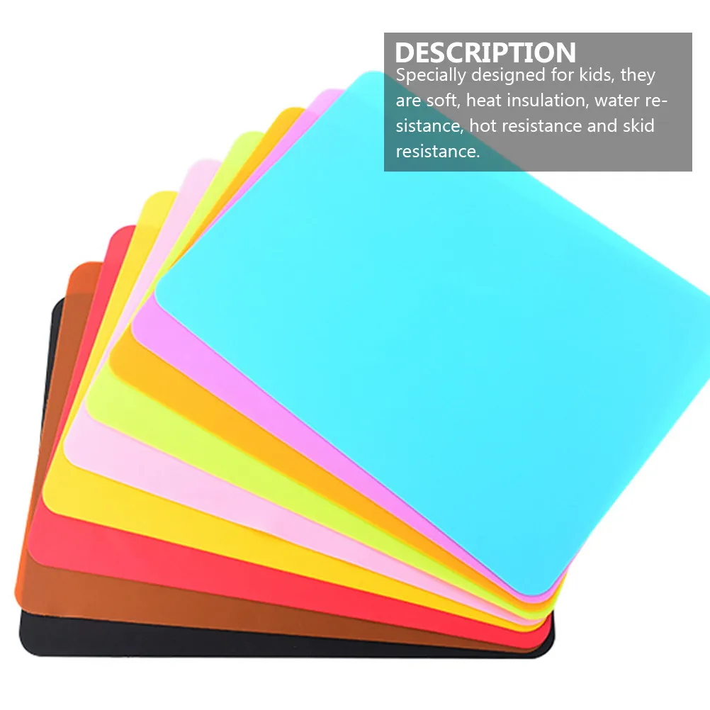 3Pcs Silicone Place-Mat for Kids Soft Skid Resistant Water Resistant Heat Insulation Table Mat Lightweight Easy Carry Table