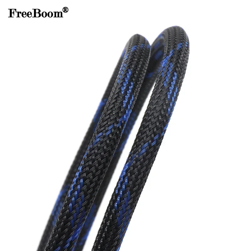 

1~50m Black Blue Cross PET Braid Sleeve 2/4/6/8/10/12/14/16/20/25/30mm High Density Insulated Snake Skin Cable Wrap Sheath