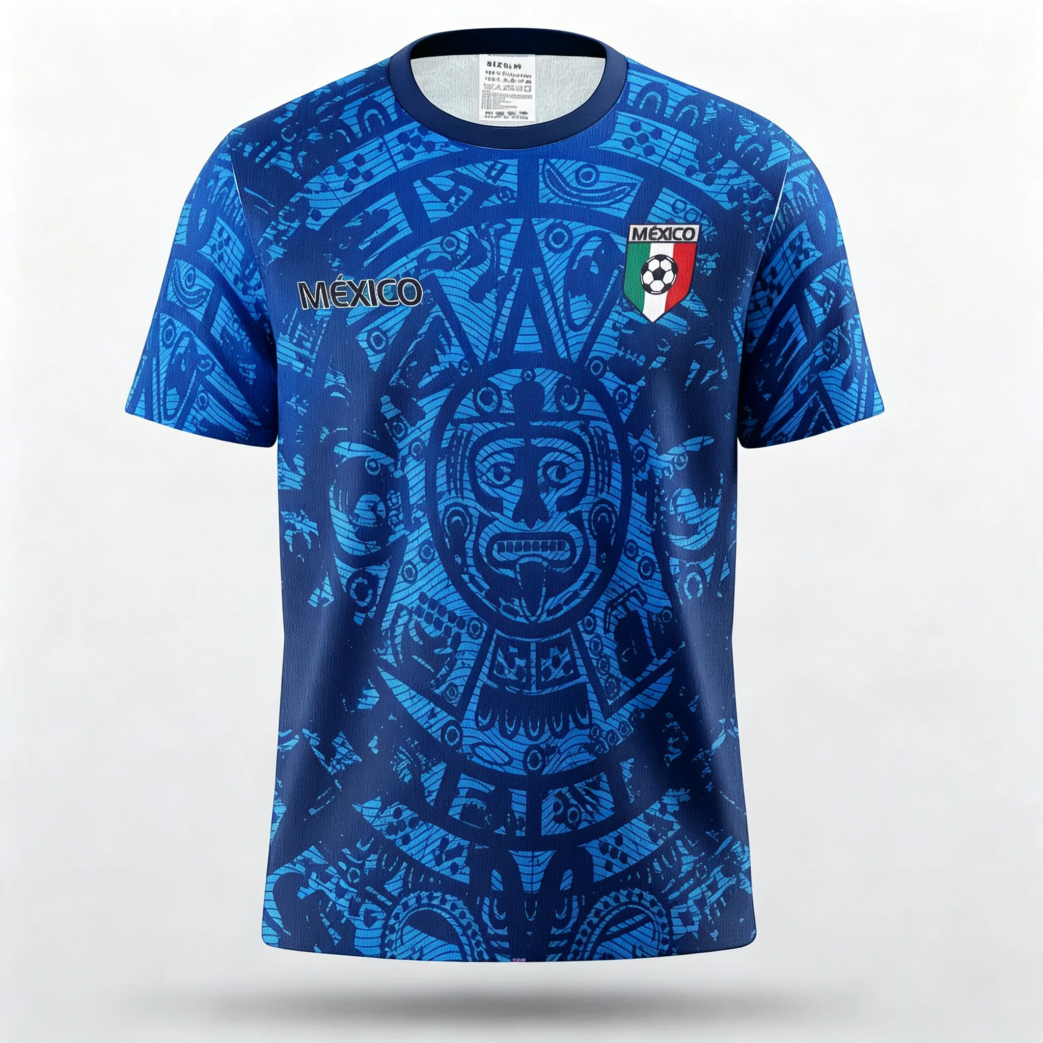 Mexico Aztec Print Soccer Jersey Men Quick Dry Breathable Football Fans Short Sleeve Training Sports Top