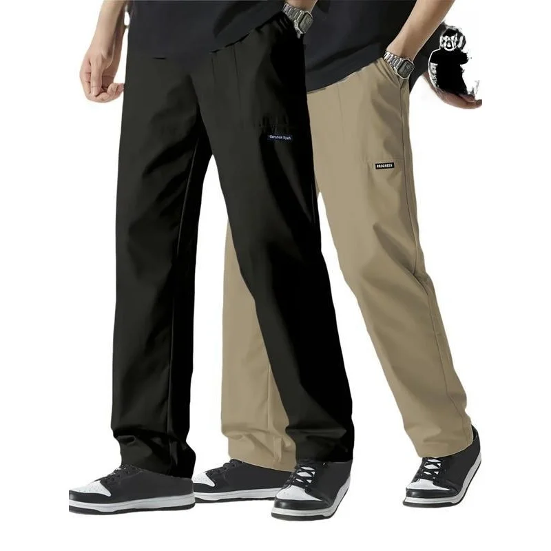 

Z285 Мужские повседневные брюки с высокой талией, прямые брюки нейтрального кроя, удобные прямые брюки-трубы для мужчин