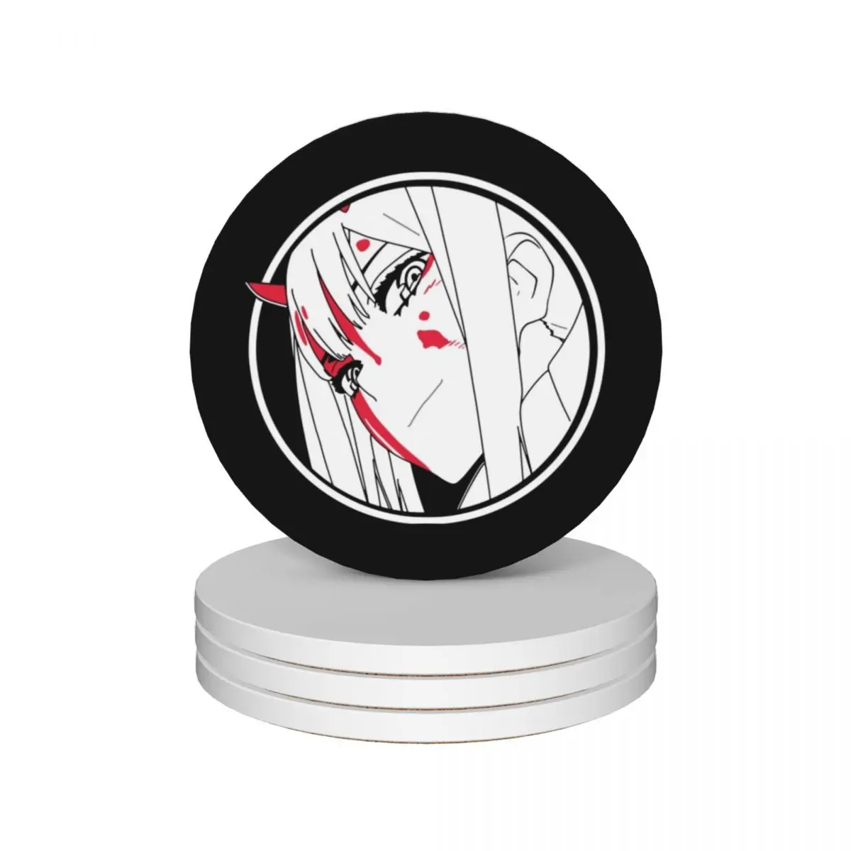 

Zero Two Darling In The Franxx Ceramic Coasters (Set of 4) cute kitchen table decoration and accessories Coasters