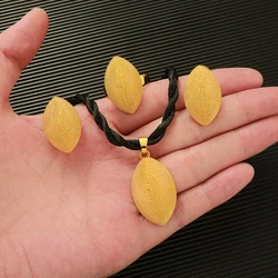 African Gold Color Jewelry Sets For Women Dubai Bridal Wedding Wife Gifts Gem Necklace Pendant Earrings Ring Jewelry Set
