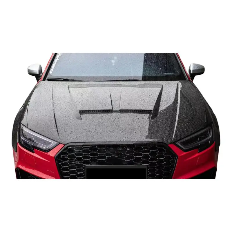 

Dry Carbon Fiber Front Engine Hood Bonnet Vent for AUDI A3 S3 RS3 2017-2019，100% tested well