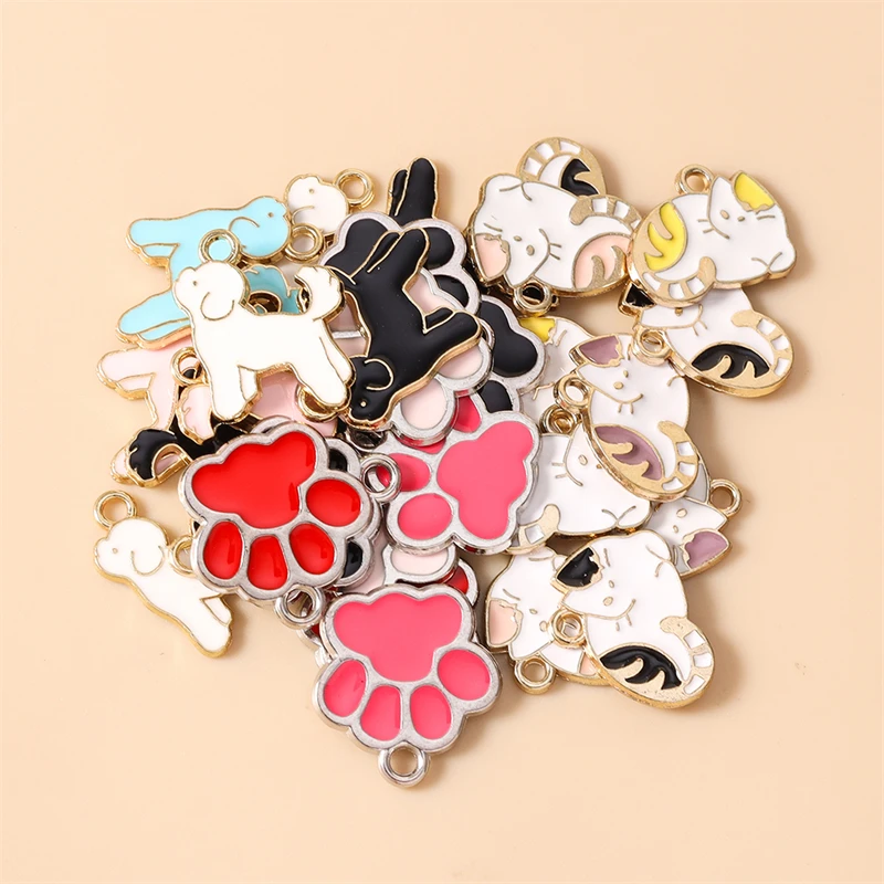 20 Stück Cartoon-Mix-Tier-Charms, Emaille-Hunde- und Katzen-Charms für Schmuckherstellung, Ohrringe, Anhänger, Halsketten, DIY-Bastelzubehör – Detail 4