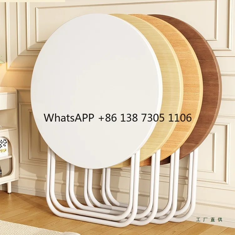 

Foldable round table household small apartment meal simple balcony cream wind small square table portable