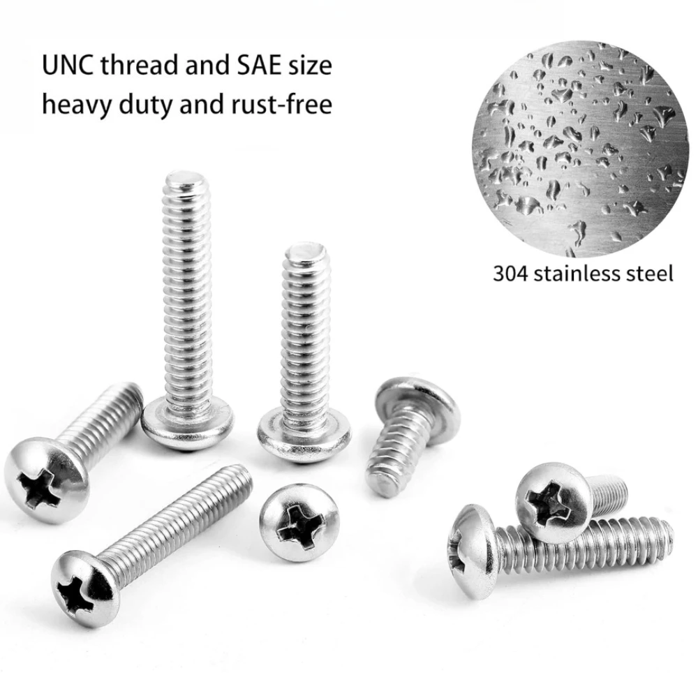 

300Pcs Box 304 Stainless Steel Disc Head Cross Machine Screws M3 Screw Nuts Bolts and Spring Washer Hardware Assortment DIN933